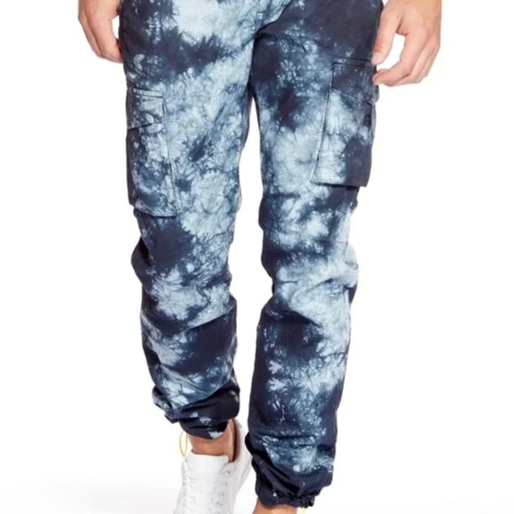 NWT S-L-A-C-K-E-R Slim Fit Cargo Tie Dye Navy Chinos M 32 Stretch Pant Slacker - Picture 3 of 8